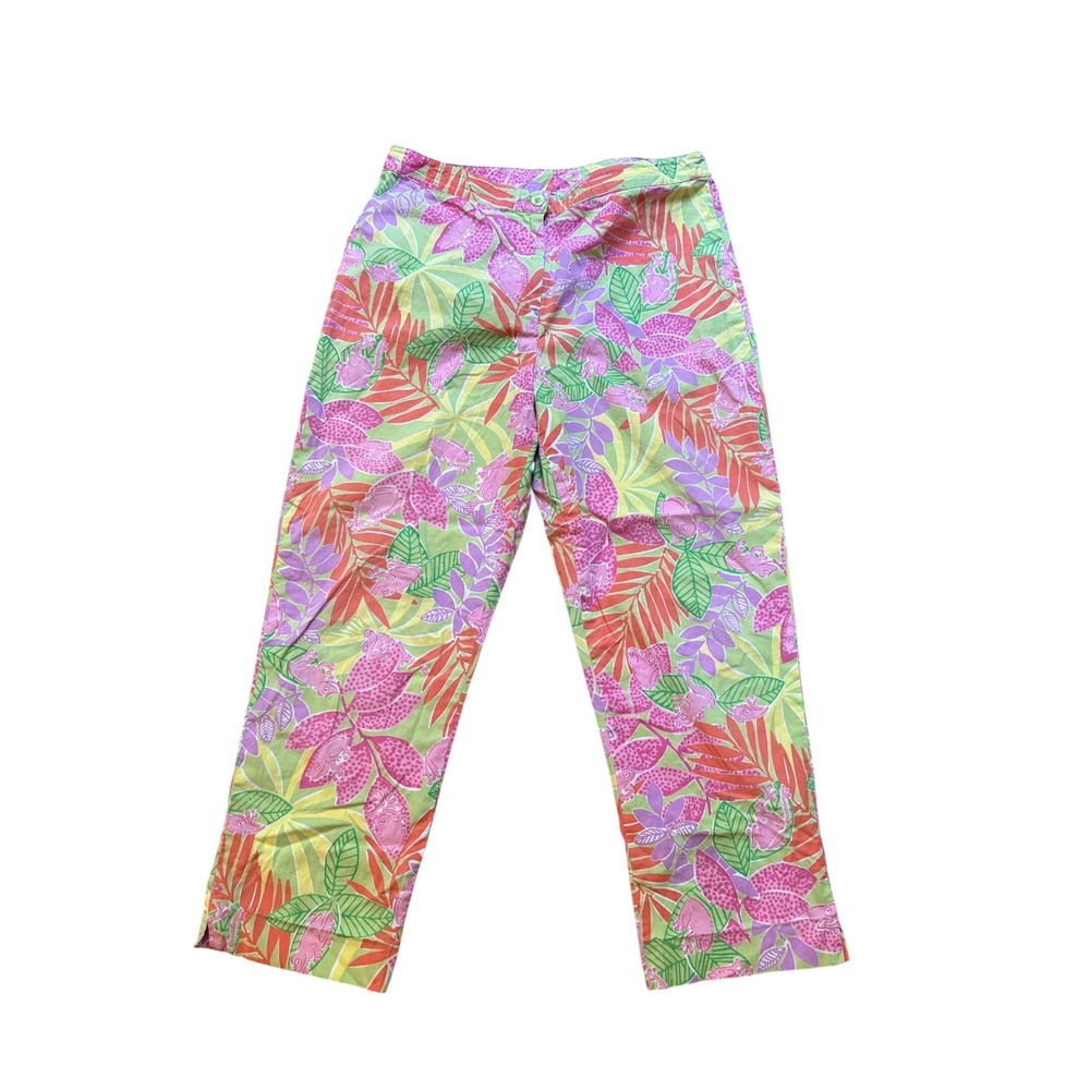 Lilly Pulitzer Pink Green Orange Tropical Cropped Pants